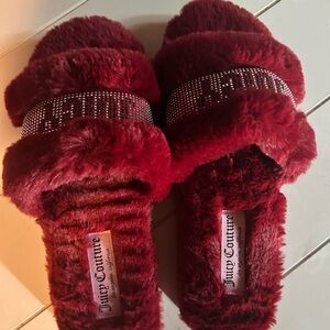 Juicy Couture Red Furry Slippers